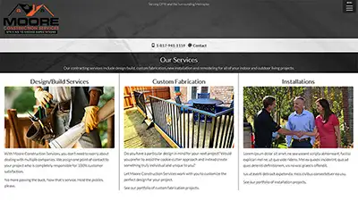 Moore Construction Web Design Project